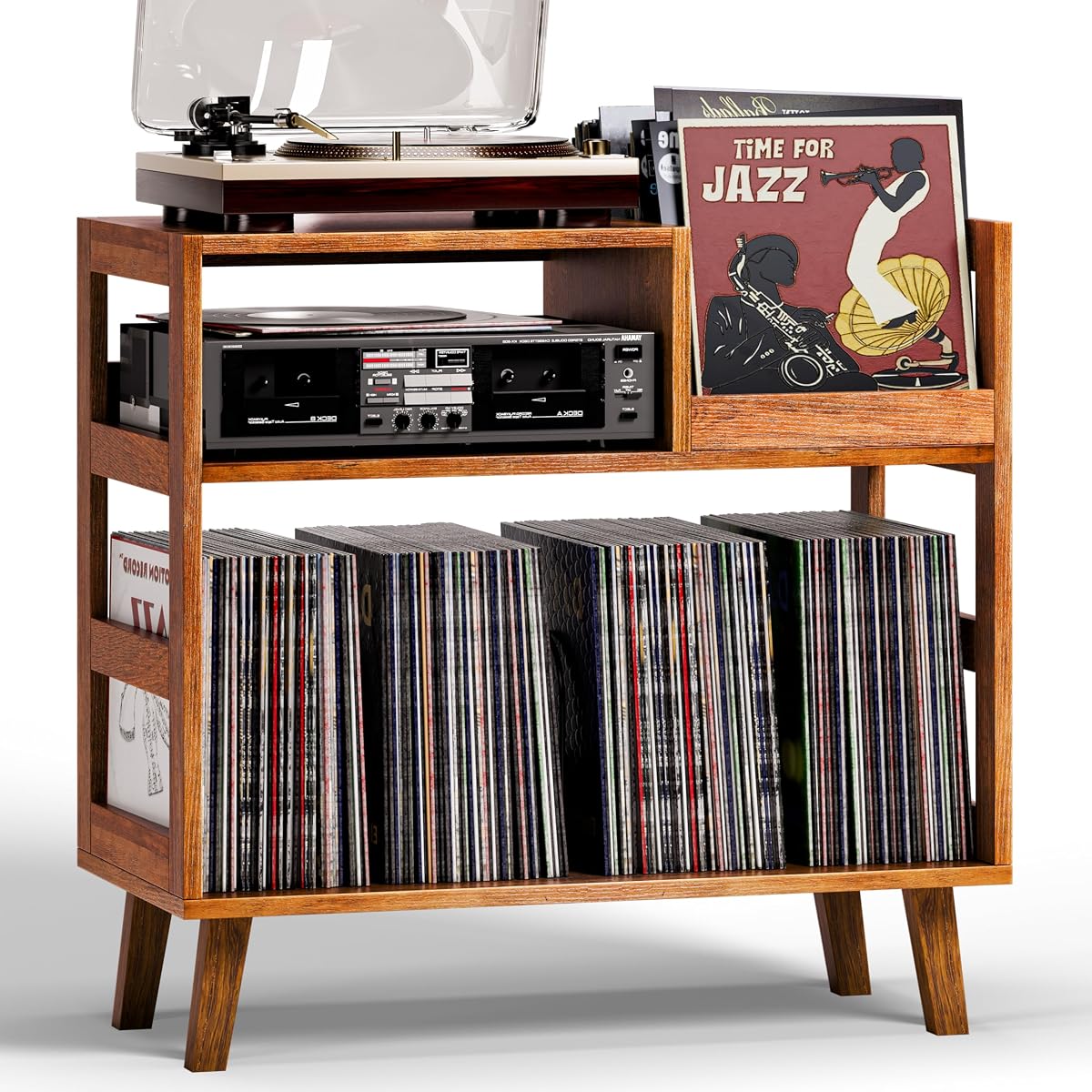 Record Player Stand with Vinyl Storage Turntable Stand