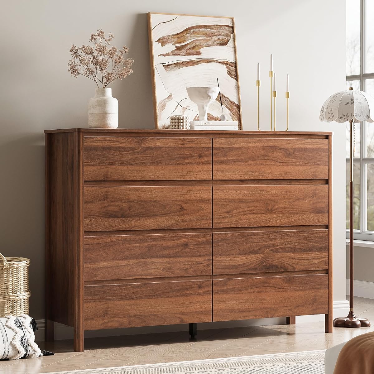 Walnut 8 Drawer Dresser for Bedroom
