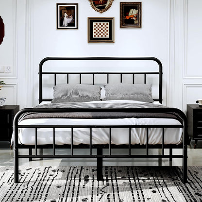 14Inch Metal Bed Frame, Full Size Bed Frame with Upholstered Headboard