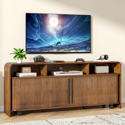 Walnut TV Stand for 65 70 75 Inch TV