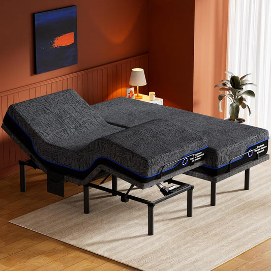 Amada Split King Adjustable Bed Frame and 14 Inch Cooling Gel Memory Foam