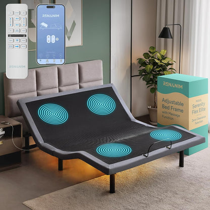 SFE Cal King Adjustable Bed Frame, Zero Clearance Smart Frame, Electric Massage