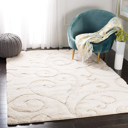 SAFAVIEH Florida Shag Collection Accent Rug, 3'3" x 5'3", Cream & Cream
