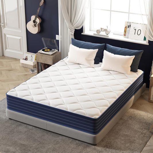 Double Mattress,12 Inch Full Mattrress with 7-Zone Hybrid Double Bed Mattresses,Pocket Sprung with Medium Firm for Body Support & Pressure Relief - 75 * 54in