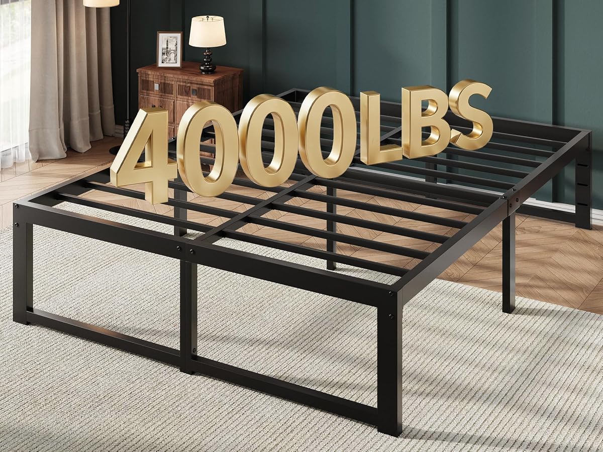 14 Inch Full Metal Bed Frame, 4000LBS Heavy Duty Support, Black