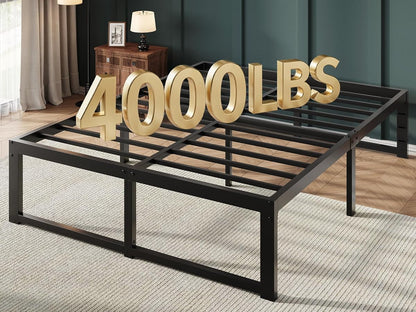14 Inch Full Metal Bed Frame, 4000LBS Heavy Duty Support, Black