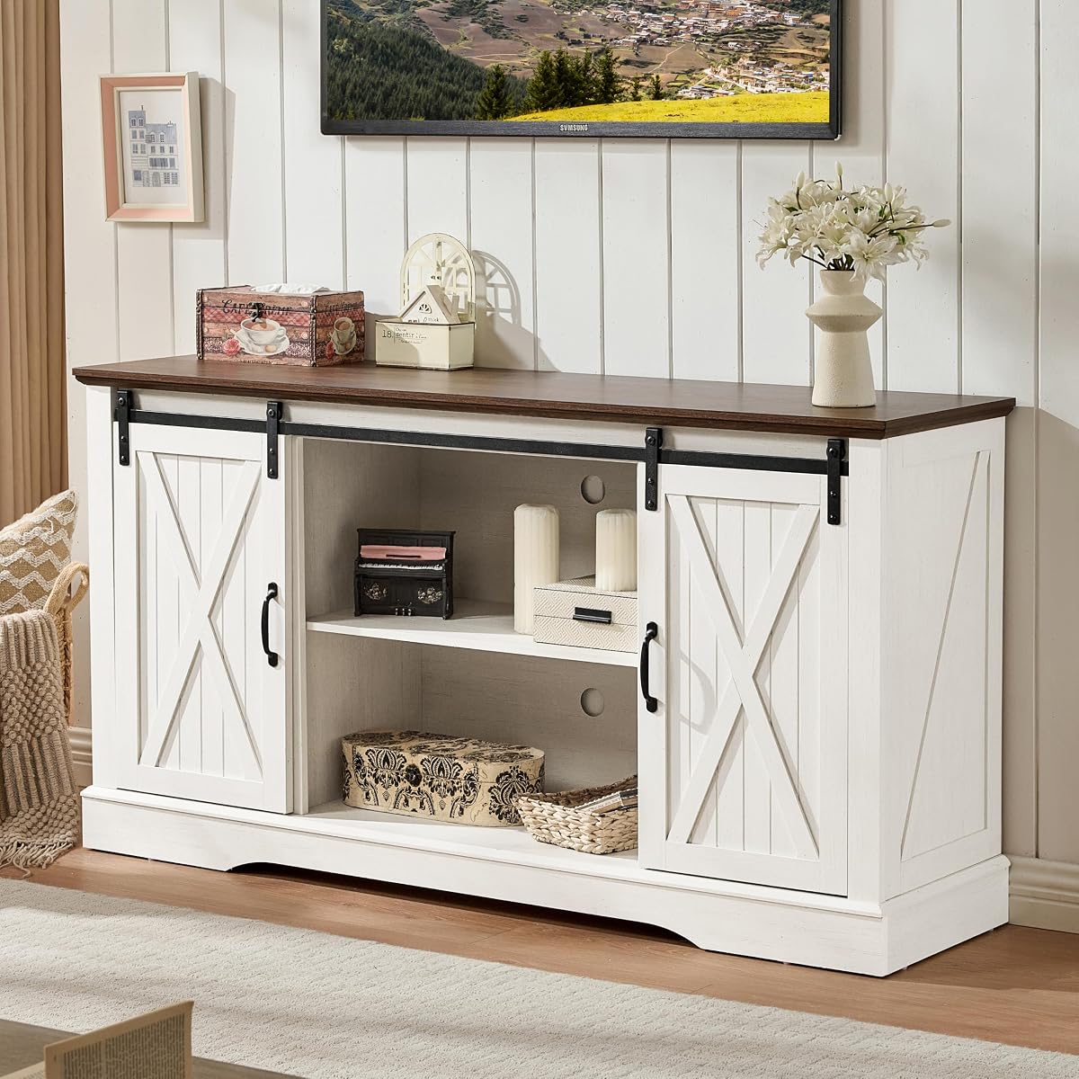 58 Inch Farmhouse Entertainment Center