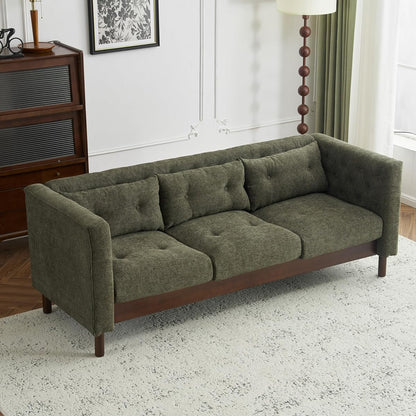78" Linen Like Tufted Chaise Lounge, Modern Sofa with Solid Wooden Legs