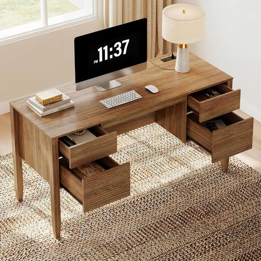Fluted Executive Desk with Drawers