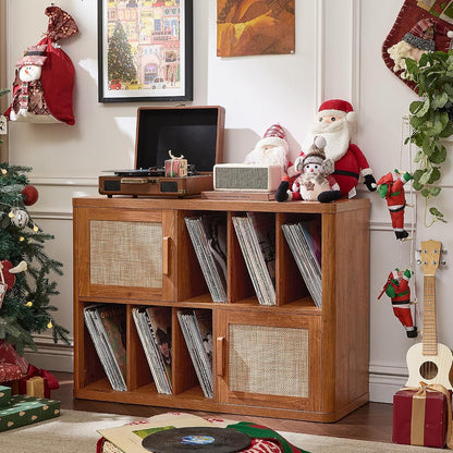 Large Record Player Stand with Vinyl Storage Up to 450 Albums