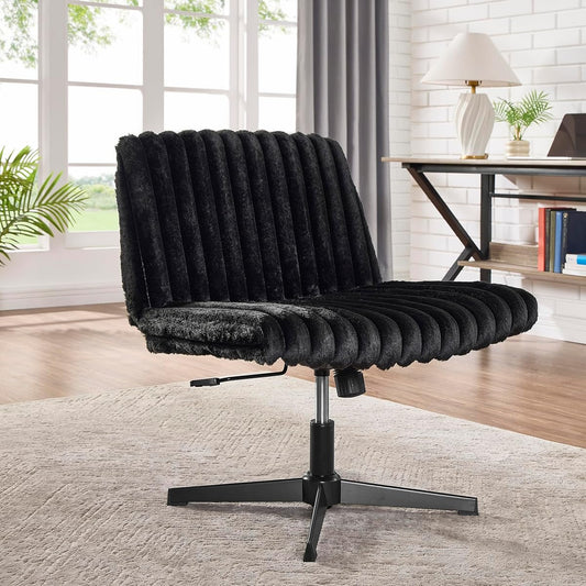 Black adjustable swivel criss cross vanity office chair