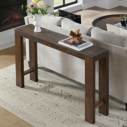 Classic Solid Wood Console Table - 56 Inch Modern Farmhouse Entryway Table - Easy Assembly Living Room Furniture for Behind The Couch, Entryway, or Hallway (Brown)