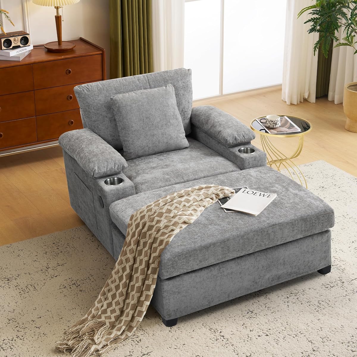 Oversized Accent Chair with Ottoman