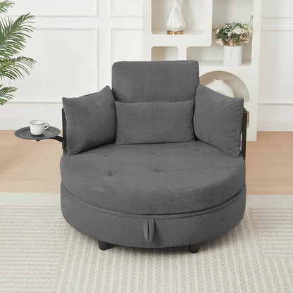 Oversized Chaise Lounge Chair Indoor with Hidden Storage & 270° Rotating Side