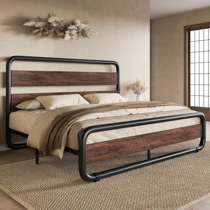 Heavy Duty Oval Bed Frame in Mahogany Wood