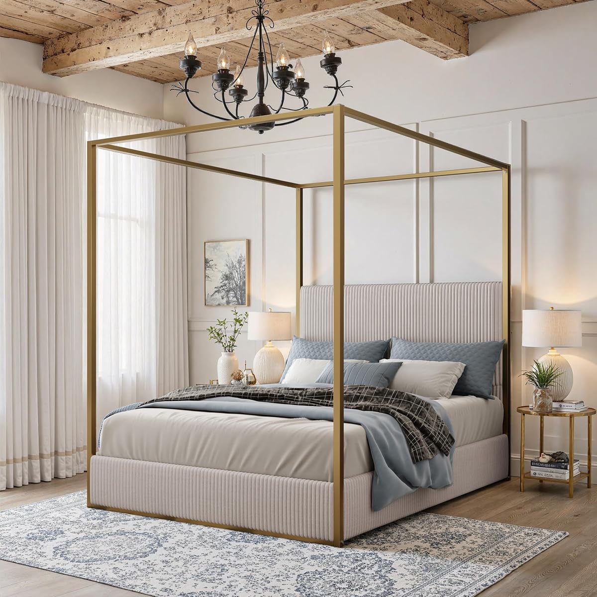 Queen Size Metal Canopy Bed Frame