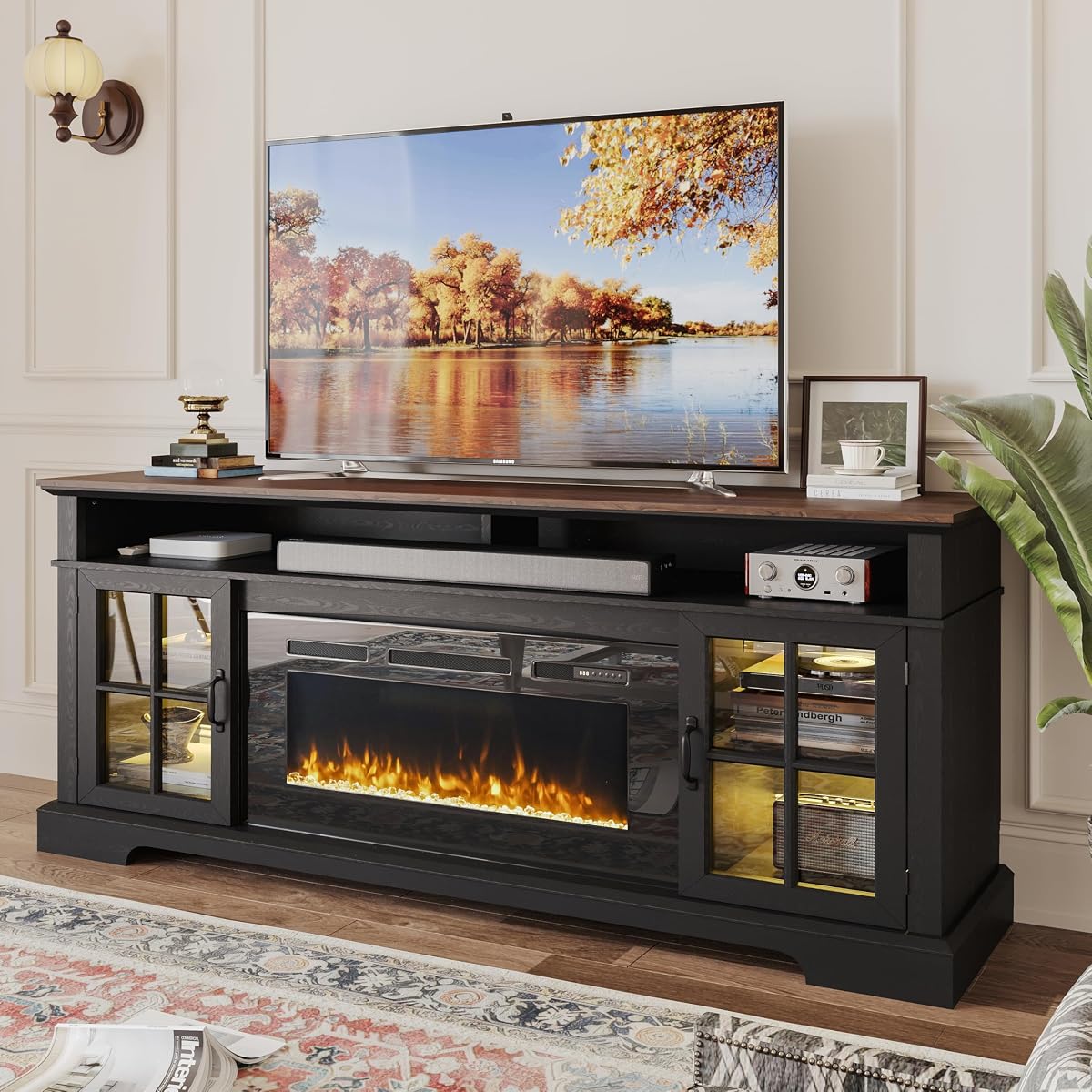 70" TV Stand with Electric Fireplace