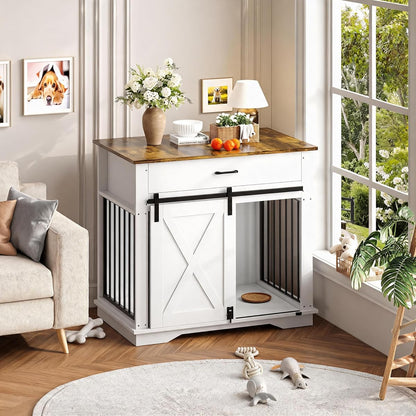 Farmhouse Dog Crate Furniture End Table