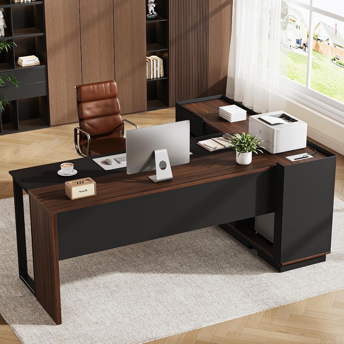 70" Executive Desk with Cabinet Storage