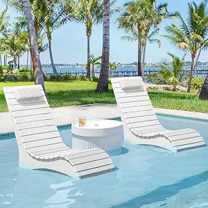 Pool Lounge Chairs Set of 2,Fade-Proof for Shallow Water Headrest, view 2