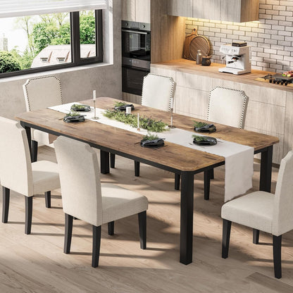 78.7 Inch Industrial Dining Table for 6-8 People, Large Dinner Kitchen Tables with Sturdy Metal Frame, Multi-Use for Dining Room Living Room Indoor Restaurant Office Desk (Only Table)