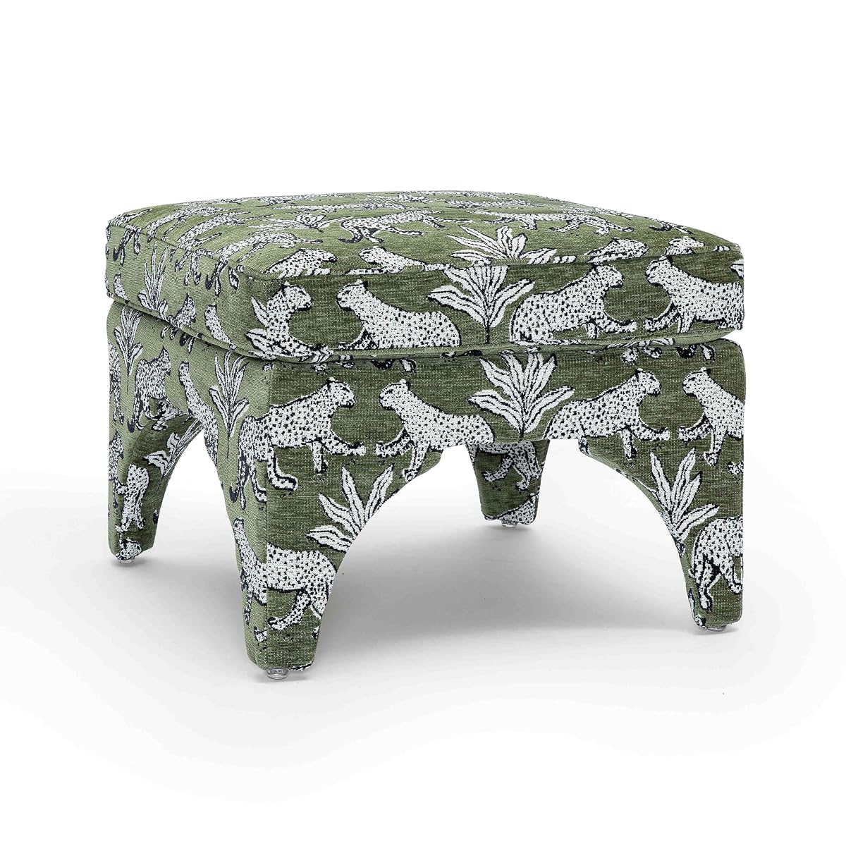 Tov Furniture Raji Jacquard Ottoman (Olive Green Leopard)