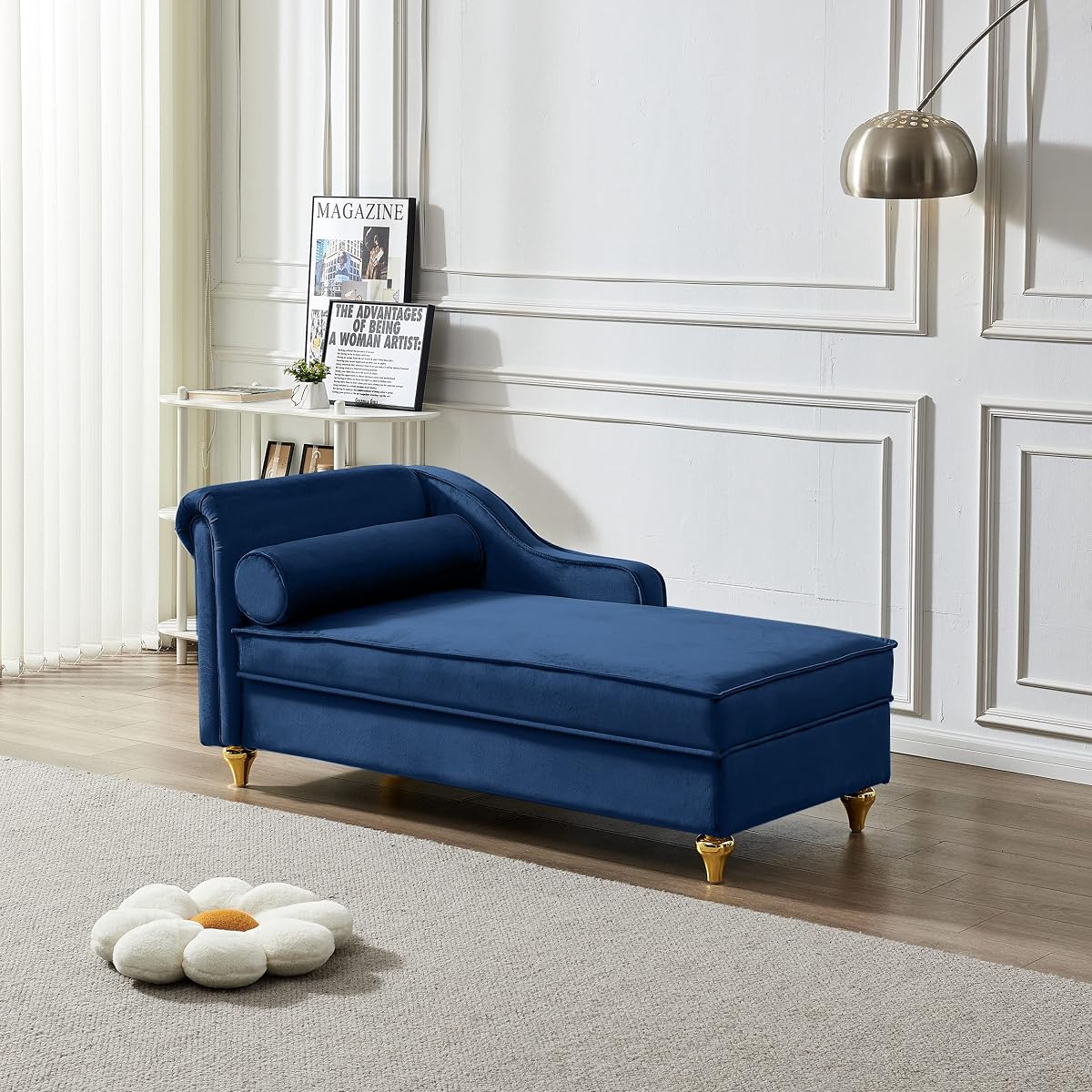 GDFStudio Upholstered Chaise Lounge Chair Indoor with Storage