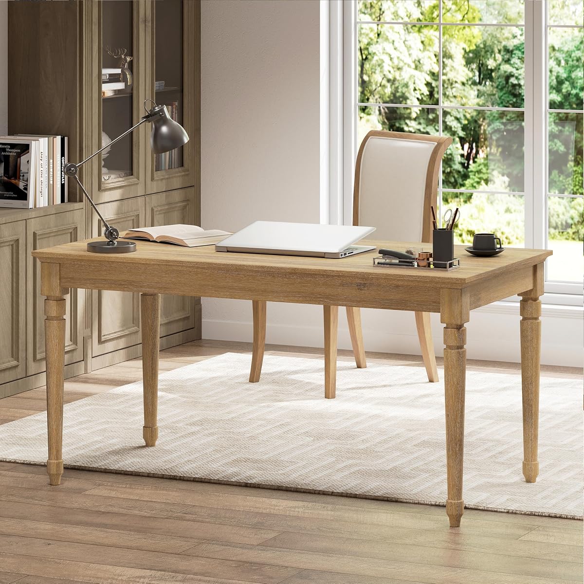 Somi Home Office Writing Desk with Drawer, Wooden Computer Desk with Storage