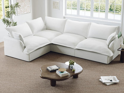 111” Oversized Modular Sectional Sofa, Comfy Down Fill Cloud Couch, L Shaped 4 Seater Couches with Washable Cover, Convertible Sectional Couches for Living Room, Cream White