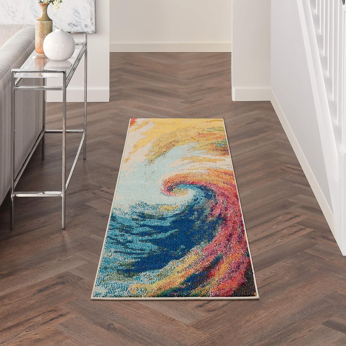 Home Celestial Wave 2' x 6' Area Rug - Easy Clean, Non Shedding, Bed Room, Living Room, Dining Room, Kitchen (6' Runner)