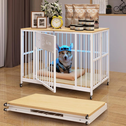 31.5" Foldable Dog Crate Furniture for Small Medium Dogs