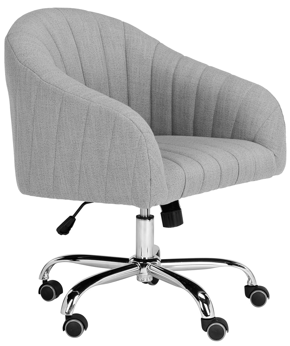 Home Themis Grey Linen and Chrome Leg Swivel Office Chair