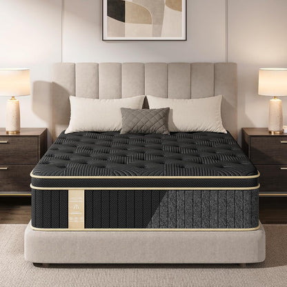 Mattress Queen Size, 12 inch Queen Hybrid Mattress in a Box, Medium Firm