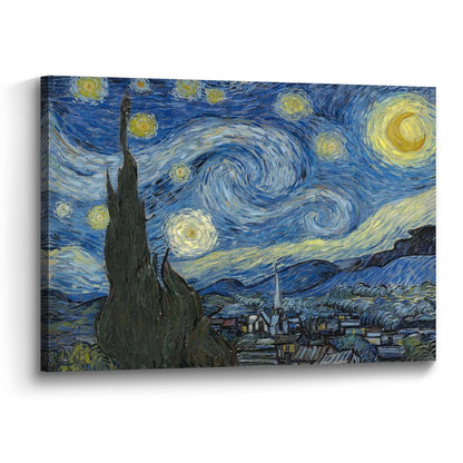 Starry Night Painting Wall Art: Van Gogh Canvas Picture Textured Reproduction Print Famous Artwork Abstract Landscape Living Room Bedroom Office Decor