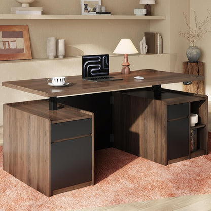 71" Executive Electric Standing Desk with 3 Drawers & Storage