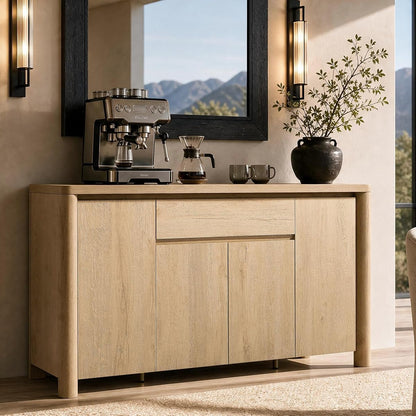 63" Sideboard Buffet Cabinet with Drawer, Wood Credenza Coffee Bar with Storage