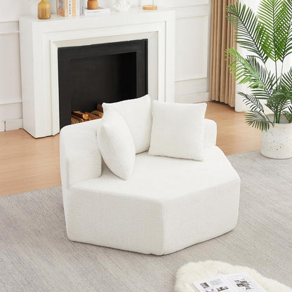 54" Hexagonal Lounge Chair Indoor with 3 Pillows, Beige