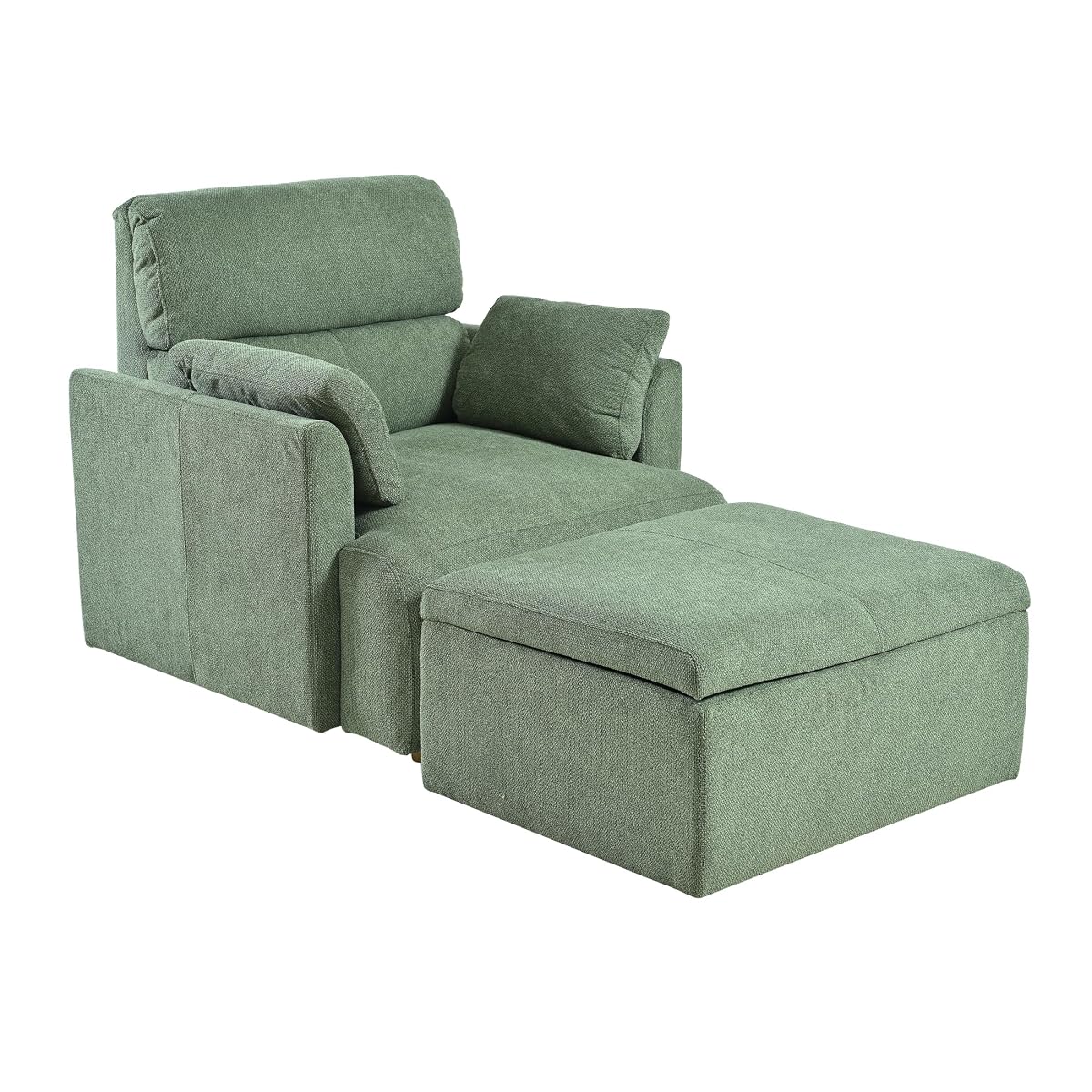Oversized Accent Chair with Storage Ottoman, Lounge Armchair with 2 Arm Pillows