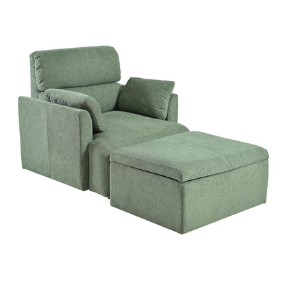 Oversized Accent Chair with Storage Ottoman, Lounge Armchair with 2 Arm Pillows