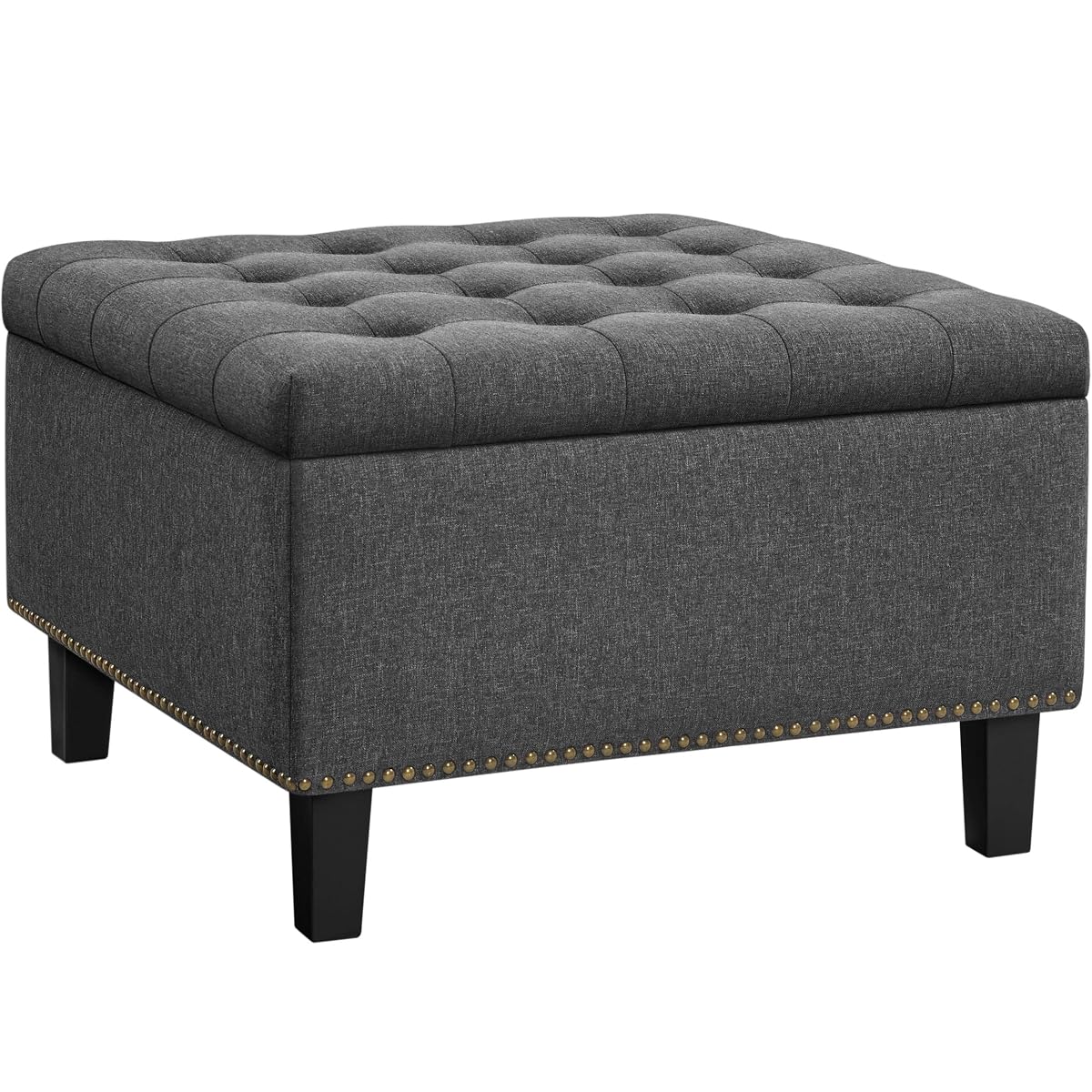 Yaheetech 28-inch Entryway Ottoman Bench with Storage, Multipurpose Foot Rest Sofa Stool in Dark Grey