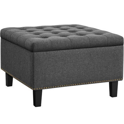 Yaheetech 28-inch Entryway Ottoman Bench with Storage, Multipurpose Foot Rest Sofa Stool in Dark Grey