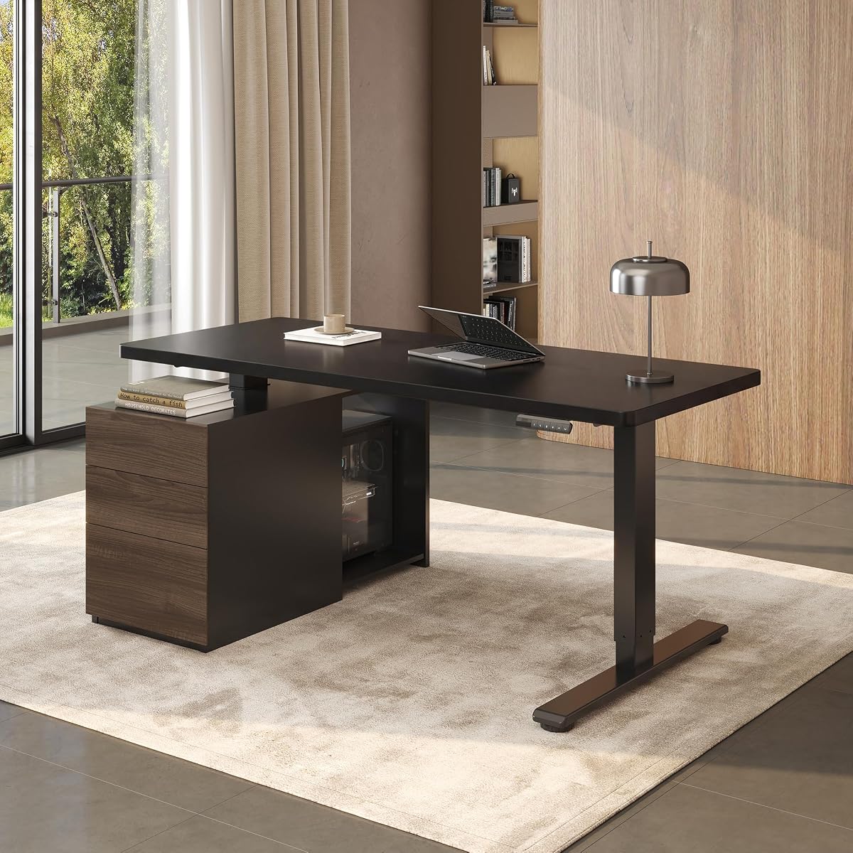 FLEXISPOT 55" Executive Standing Desk with Drawers & CPU Cabinet, Black