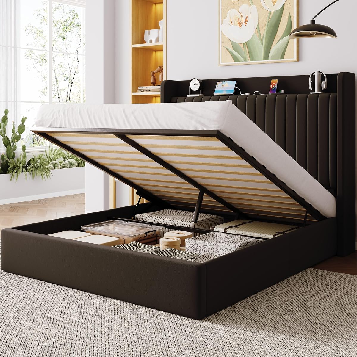 Hydraulic Black Storage Bed