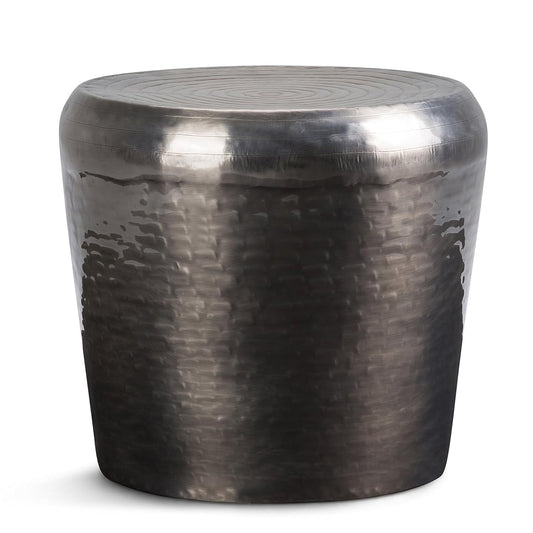 Troy Modern Industrial 23 inch Wide Metal Accent Side Table in Antique Silver, Fully Assembled for the Living Room and Bedroom