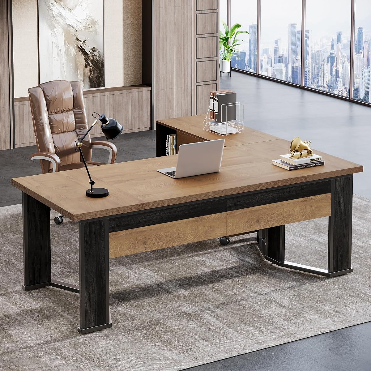70.86" Executive Desk with Mobile File Cabinet