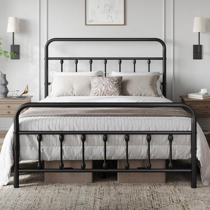 Yaheetech Full Bed Frame with Headboard, Victorian Vintage Black Iron