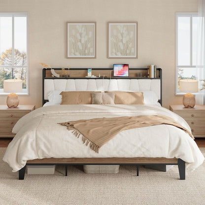 King Bed Frame Storage Headboard Charging