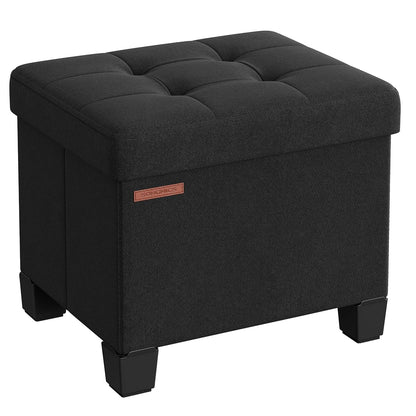 SONGMICS Storage Ottoman, Small Ottoman Foot Rest with Legs, 12.6 x 15.7 x 13.2 Inches Foot Stool, Load up to 660 lb, for Living Room, Bedroom, Dorm, Ink Black ULSF012B01