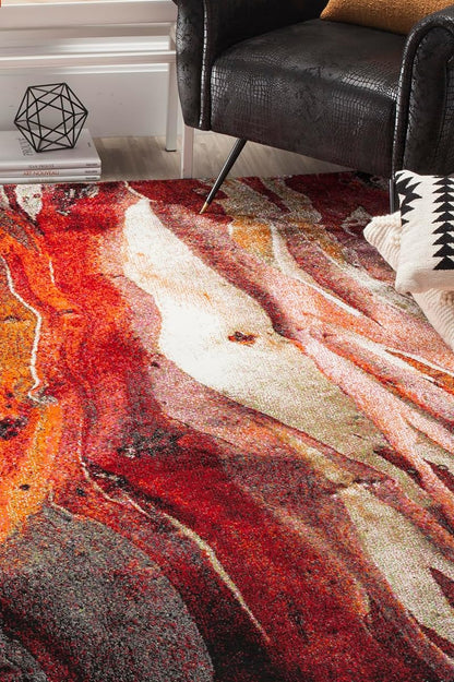 SAFAVIEH Glacier Collection Area Rug - 5'3" x 7'6", Red & Multi, Modern Abstract Design, Non-Shedding & Easy Care, Ideal for High Traffic Areas in Living Room, Bedroom (GLA126A)