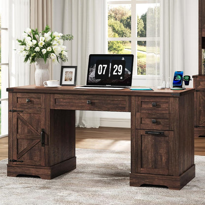58'' Farmhouse Home Office Desk with Drawers